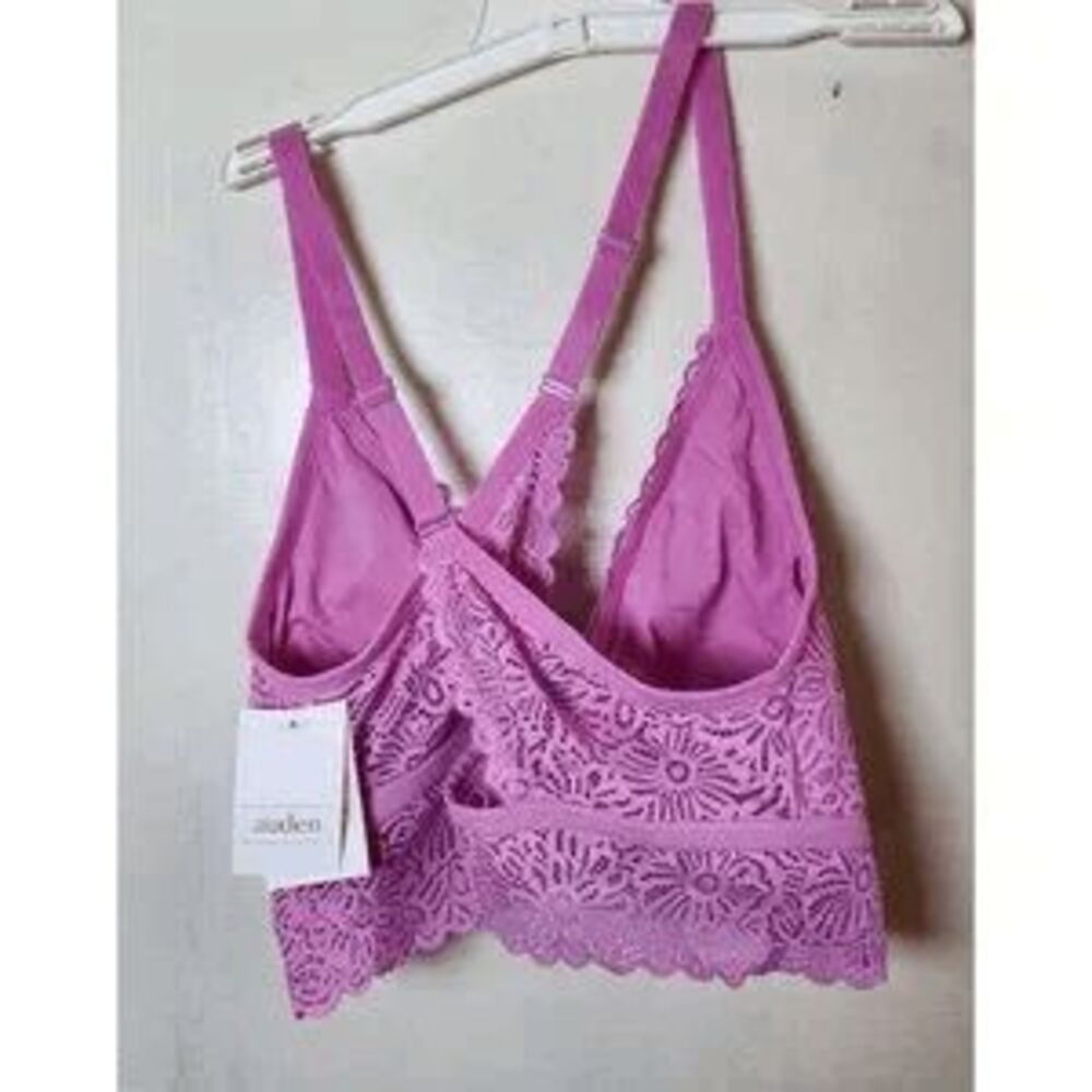New Auden Women's Purple Lightly Line Bralette Adjustable Straps Pullover Size L
